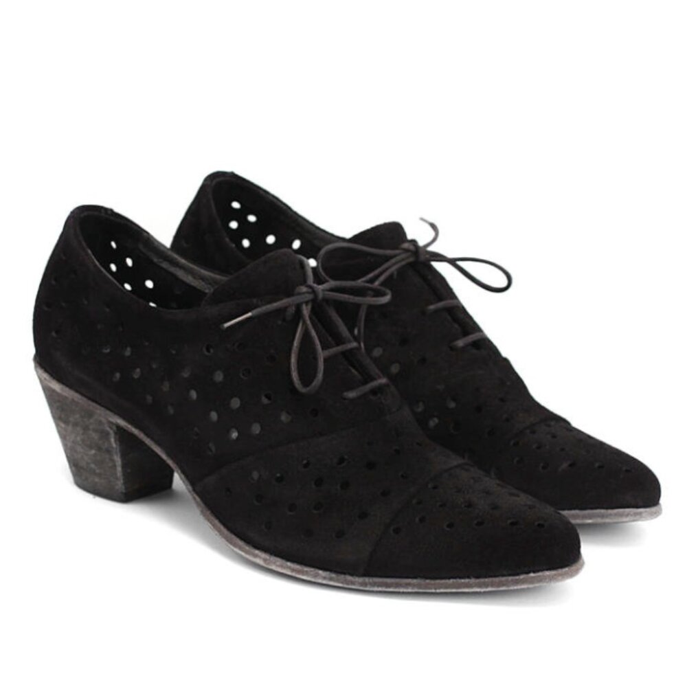 John Fluevog Shoes Immortal Perfection AUDREY Oxfords Black Suede Women's Size 9
